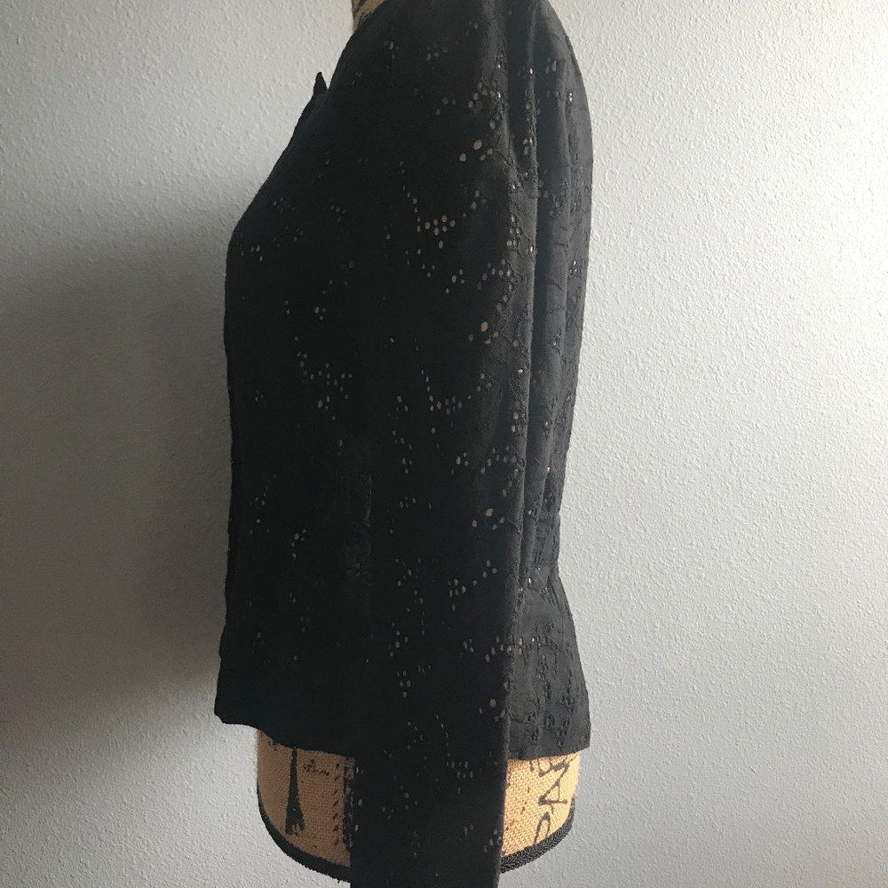 Ann Taylor Loft Eyelet Blazer Black Size 8 - Picture 4 of 8